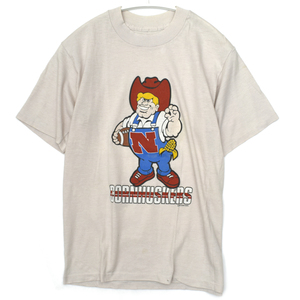 80s usa vintage カレッジ キャラクター Tシャツ ネブラスカ CORNHUSKERS コーンハスカーズ size.S
