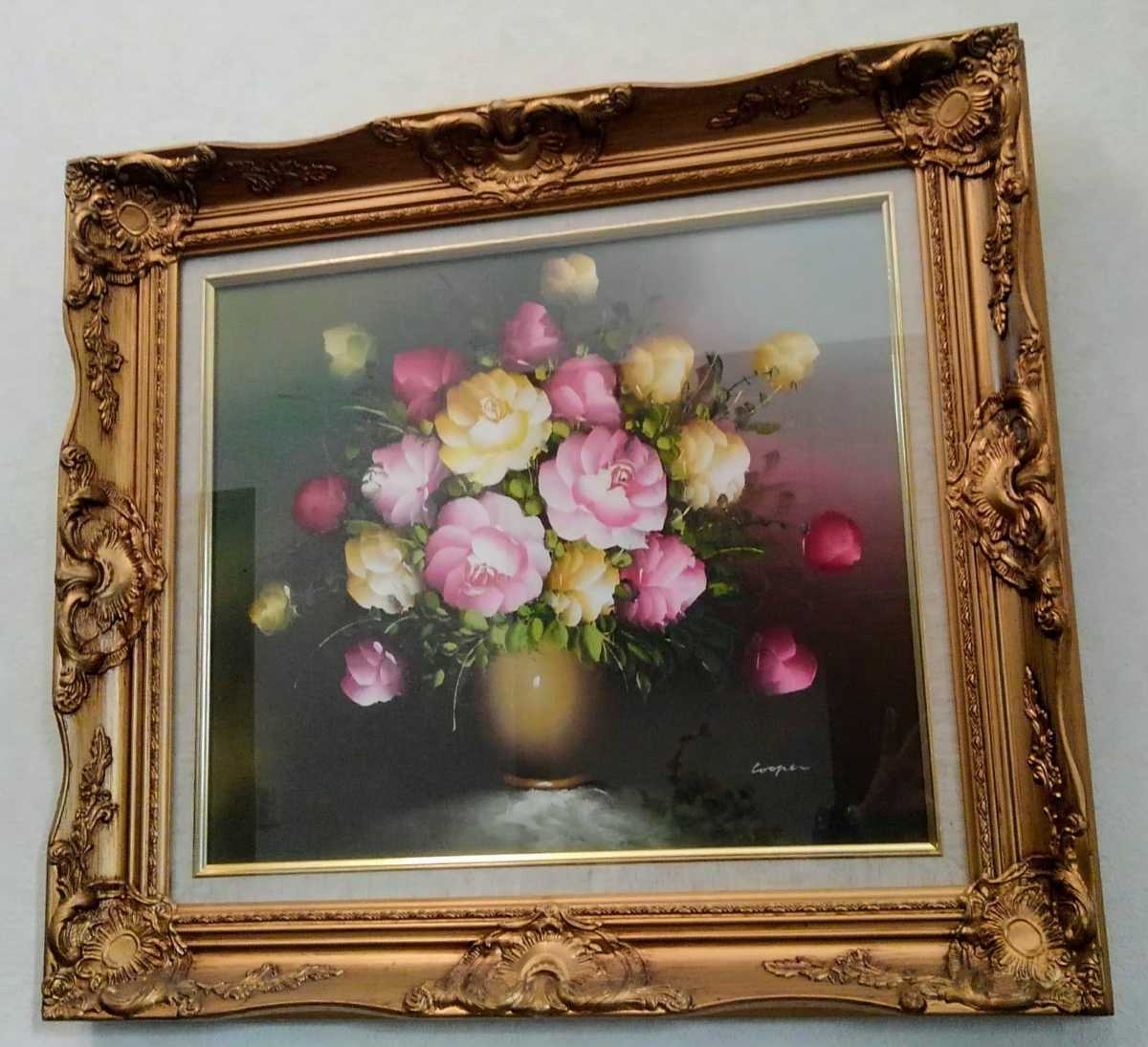 ⑤お宝 希少 高価 当時物 名画 絵画 薔薇 バラ 油絵 逸品 中古 年代物 アンティーク 一点もの 美術品/検 ピカソ ゴッホ モネ ダヴィンチ, 絵画, 油彩, 自然, 風景画