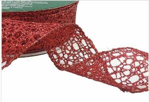 CR* Christmas . wire ribbon lame entering red mesh *USA direct import, new goods 