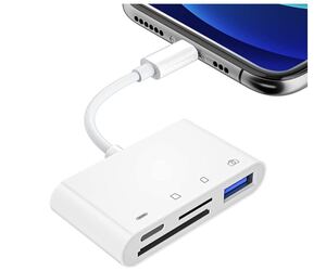 匿名発送 カードリーダー 充電ケーブル OTGカメラアダプタ 4in1型