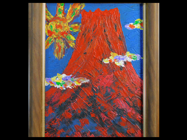 Rinya Red Fuji (Fuji Mt. Fuji) Mixed Media No. F4 Framed Canvas Special Paper Box ① Kumagai Moriichi Museum Inspection New Year Good Luck Prayer s21080805, artwork, painting, others