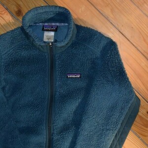 USA古着 パタゴニア Patagonia フリースジャケット レディース XSサイズ レトロパイル風 毛足長め アウトドア キャンプ 登山 レジャーJ1730