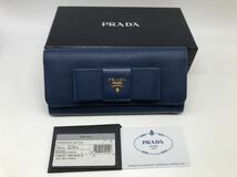 (超美品) 送料無料☆PRADA 長財布　かぶせリボン箱、カード付き_画像1