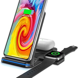 ワイヤレス充電器 3in1 qi充電器 15W 急速充電 アップルウォッチ充電