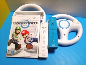 ニンテンドー Wiiマリオカート マリオカート Wii リモコン アオ Wiiリモコン シロ Wii ハンドル 2個