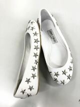 中古 ジミーチュウ Jimmy Choo スタースタッズ レザー フラットシューズ パンプス ホワイト 35 1/2　142537_画像9