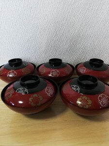 蓋付きお椀 梅花 5客