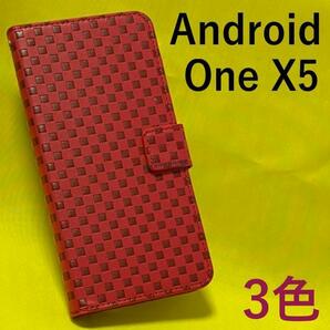 Android One X5 チェック柄手帳型ケース