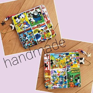 ハンドメイド ディズニー ミッキー&ミニー&ドナルド&フレンズ L字ファスナーサニタリースクエアポーチ ミニポーチ小物ポーチ