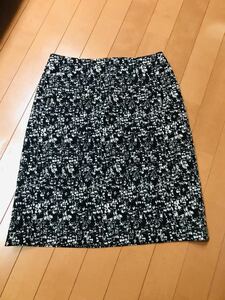 courreges black white trapezoid skirt 38(SM corresponding ) beautiful used Courreges / navy blue mackerel / stretch 