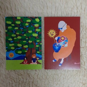タイ坊主と菩提樹の下で　瞑想シリーズ　ポストカード2枚セット　画家　小楠アキコ作品