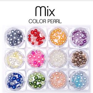 パール 12色 12個セット ハンドメイド ピアス イヤリング ネックレス レジン 穴なし カラフル コンテナ入 ケース入 ビーズ