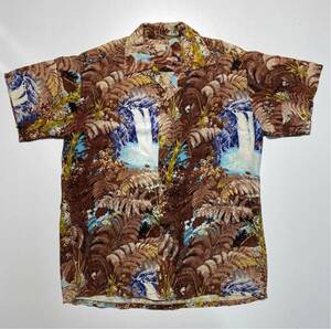 【M】40s Vintage IOLANI Hawaiian Shirt Made In Hawaii 40年代 ヴィンテージ イオラニ ハワイアンシャツ アロハシャツ 縮緬 Y791