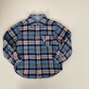 MIKIHOUSE リバーシブル チェック柄シャツ サイズ100 ミキハウス ネルシャツ 長袖シャツ