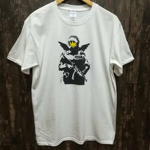 BANKSY・バンクシー・スマイル・兵隊・半袖・白・XL