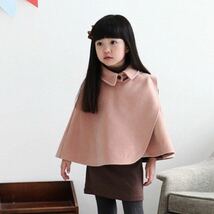 110cmキッズ 子供服女の子トップスアウター 秋冬 冬ポンチョコーマントピンク_画像10