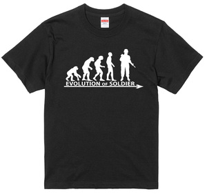 進化 evolution Tシャツ 黒　ソルジャー 兵士 アーミー ミリタリー 自衛隊 米兵 軍人 選べるサイズ S/M/L/XLより エボリューション