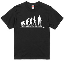 進化 evolution Tシャツ 黒　ソルジャー 兵士 アーミー ミリタリー 自衛隊 米兵 軍人 選べるサイズ S/M/L/XLより エボリューション_画像1
