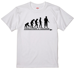 進化 evolution Tシャツ 白 ソルジャー 兵士 アーミー ミリタリー 自衛隊 米兵 軍人 選べるサイズ S/M/L/XLより エボリューション