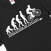 進化 evolution Tシャツ 黒 サイクリスト サイクリング スポーツ 競技 自転車 選べるサイズ S/M/L/XLより エボリューション_画像2