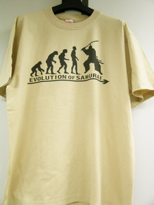 進化 evolution Tシャツ Lサイズ 侍 現品 さむらい サムライ 武士 ライトベージュ くすみカラー ベージュ 