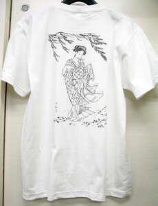 和柄 美人画 半袖 Ｔシャツ 白 和風 柳 浮世絵 S/M/L/XL jp12 横須賀スカジャンデザインコンテスト優勝者 タトゥー 刺青