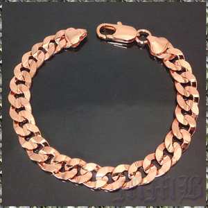 [BRACELET] 18K ROSE GOLD FILLED 溝デザイン オーバル 喜平チェーン ピンクゴールド ブレスレット 9.5x180mm (20g) 【送料無料】