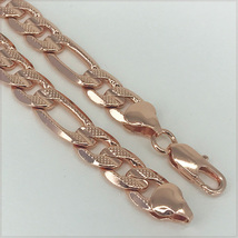 [BRACELET] 14K 585 Rose Gold Filled センター溝 ドット デザイン 6面フィガロ ローズゴールド ブレスレット 12ｘ220mm (31g)【送料無料】_画像2