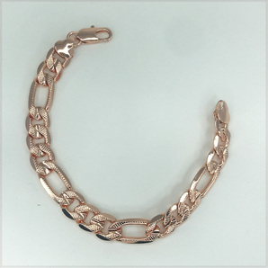 [BRACELET] 14K 585 Rose Gold Filled センター溝 ドット デザイン 6面フィガロ ローズゴールド ブレスレット 10ｘ200mm (22g)【送料無料】の画像4