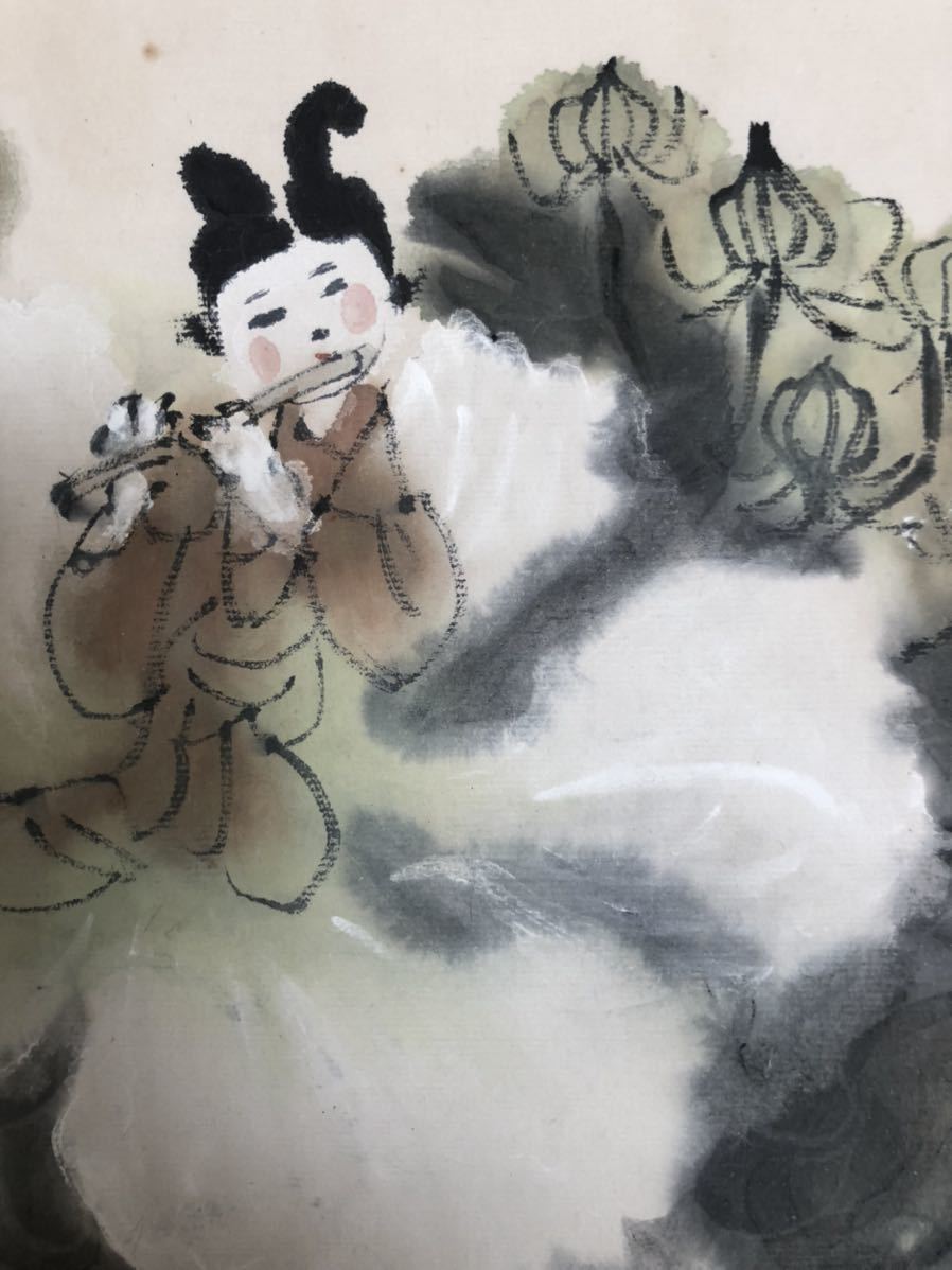 杉本健吉先生の真作 芙蓉童女 かわいい縁起の良い作品, 絵画, 油彩, 自然, 風景画