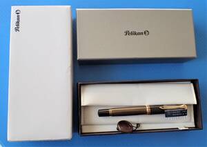 新品　特別限定品　ペリカン Pelikan M800　ダークブラウン柄　茶縞 万年筆 ニブ F