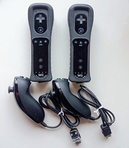 wii リモコン プラス 2個 + ヌンチャク 2個 クロ 黒【動作確認済】