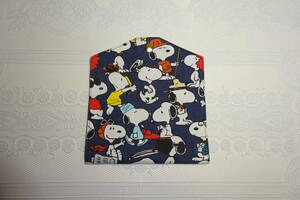  mask case 14.5×15. Denim style Snoopy character Flat type mask inserting hand made 