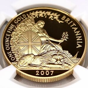 【大人気!】2007年 ブリタニア ライオン 100ポンド 1オンス 金貨 イギリス シーテッド 座像 ウナとライオン NGC PF70UC 最高鑑定!の画像5