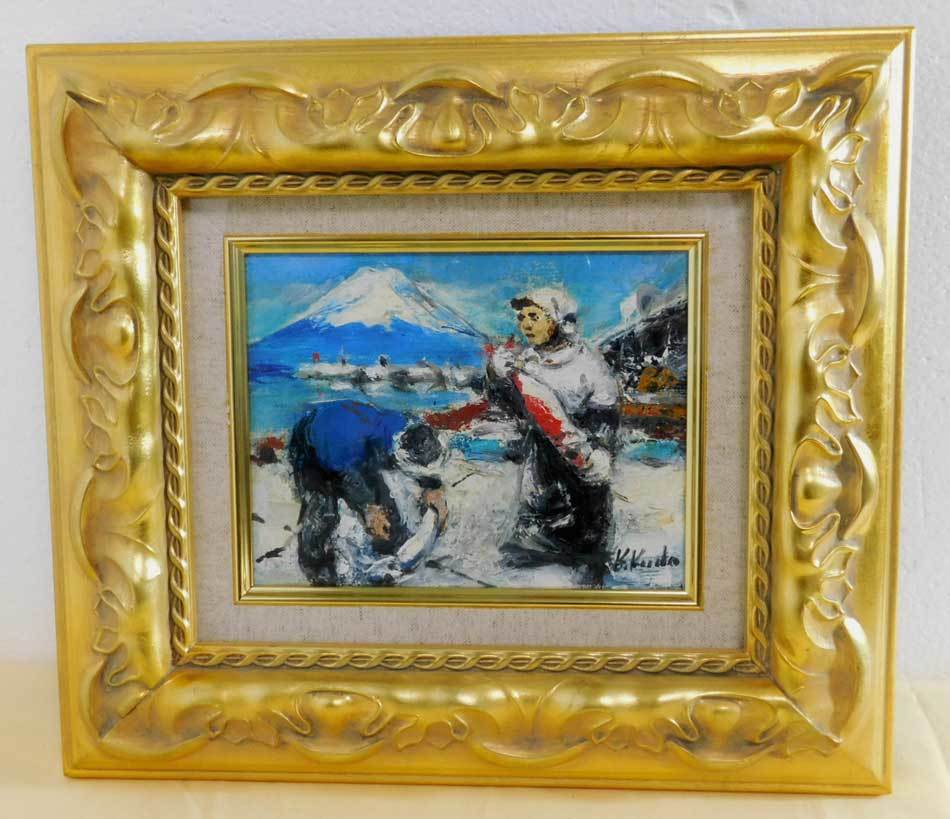 R 0063 工藤和男 洋上の富士 F0号 真作保証, 絵画, 油彩, 自然, 風景画