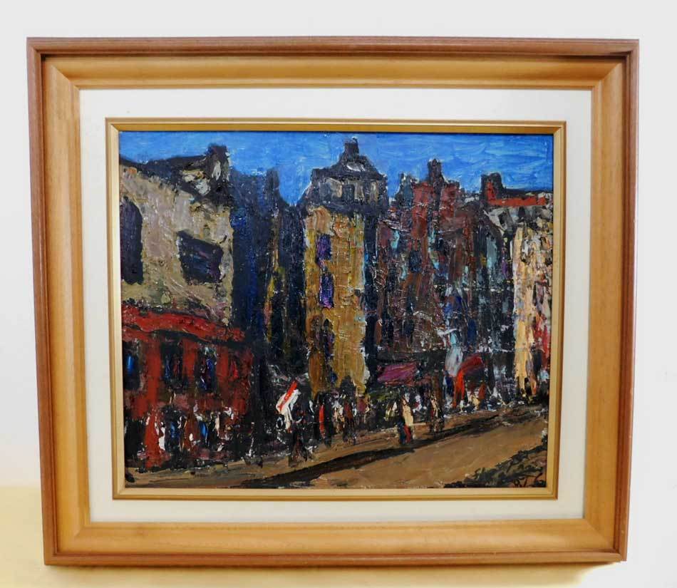 R0058 Shigeo Tachibana, Streetscape, Oil painting, Guaranteed authentic, F8 size, Painting, Oil painting, Nature, Landscape painting