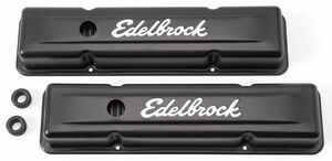 ！送無！エーデルブロック EDELBROCK バルブカバー CHEVROLET シボレー V8 350 スモールブロック ブラック パウダーコート