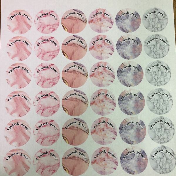 サンキューシール丸型☆お礼シール☆おまけ付き☆大理石調☆