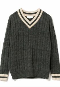 *[ popular ]B:MING by BEAMS Be mingby Beams / 5 gauge Chill tenV neck knitted / charcoal gray M size 