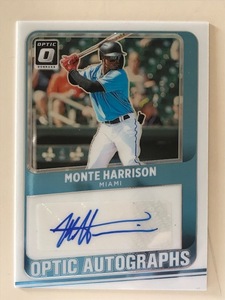 MONTE HARRISON（マーリンズ、兄はNBAのシャキール・ハリソン）2021 Panini Donruss Optic　直筆サインカード