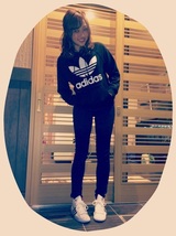 ＃古着屋大和 #菊地亜美 #adidas #オリジナルス #トレフォイル #三つ葉 #ロゴ #スウェット #パーカー #Sサイズ #ブラック パキスタン_画像4