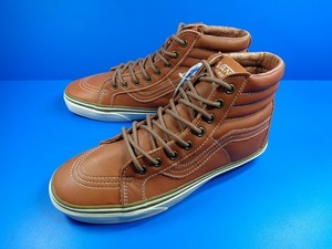 10307■新品 同様 VANS SK-8 California バンズ カリフォルニア スケハイ 茶 レザー US 7.5 25.5 cmくらい ハイトップ 工務店