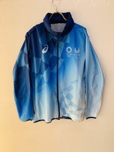  снижение цены!2020 Tokyo Olympic волонтер нейлон жакет штат служащих asics/ Asics мужской L размер длинный рукав синий | голубой G374