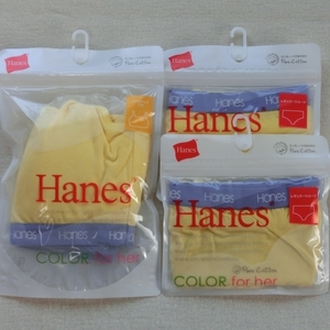 【M】Hanesハーフトップ＋ショーツ２枚 檸檬　p0571A7　無地　723　レモン　HW3-201S　2,700円＋税・・値下げしました。！　最終！