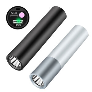 #F3【ブラック】USB充電式 LED 懐中電灯 ミニライト 2600mAh ハンディライト 屋外照明 小型 電池不要 常備灯 SOS点滅 高輝度 350ルーメン