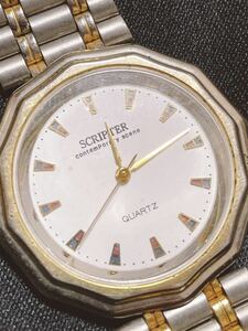 Y-02 1000円スタート　QUARTZ SCRIPTER J-AXIS シルバー　ゴールド　スチール　腕時計