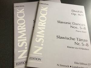 ♪♪ピアノ・デュエット 楽譜/ドヴォルザーク op46スラヴ舞曲 二冊セット【SIMROCK】♪♪