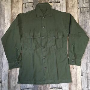 送料無料　60's U.S.ARMY 米軍　ユーティリティシャツ　XS コットンサテン　og107