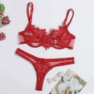  free shipping * prompt decision (t145r) sexy see-through bla T-back set under wire entering 