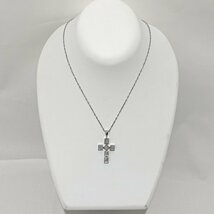 送料無料 中古 ネックレス ペンダント ダイヤモンド ホワイトゴールド K18WG クロス 0.35ct 143575_画像2